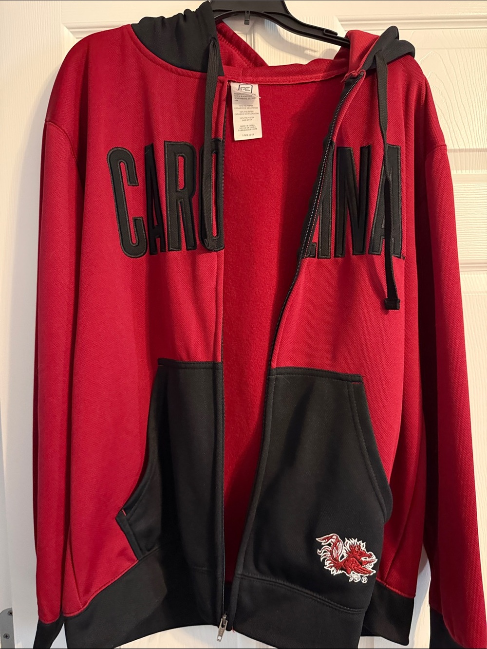 Pro Edge Red and Black Carolina Zip-Up Hoodie - Picture 4 of 5